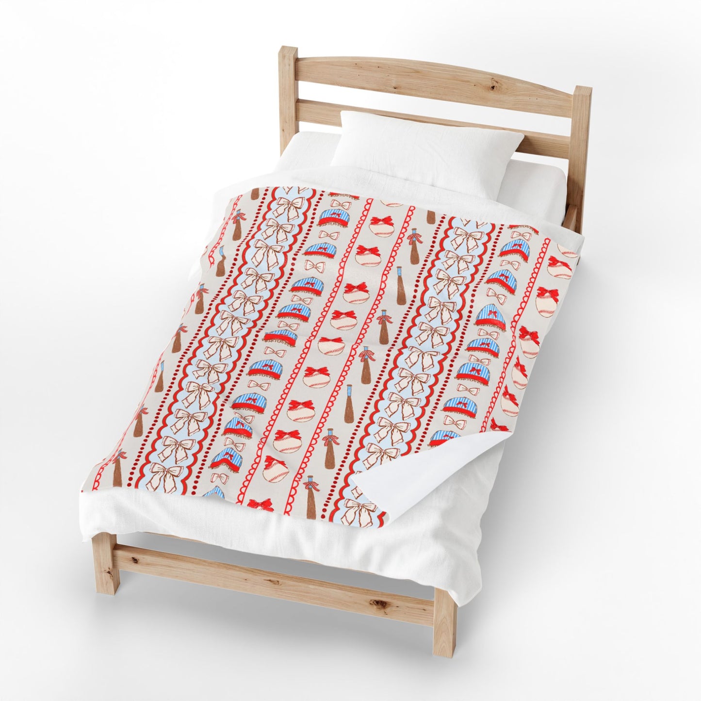 Coquette Baseball Plush Velveteen Blanket