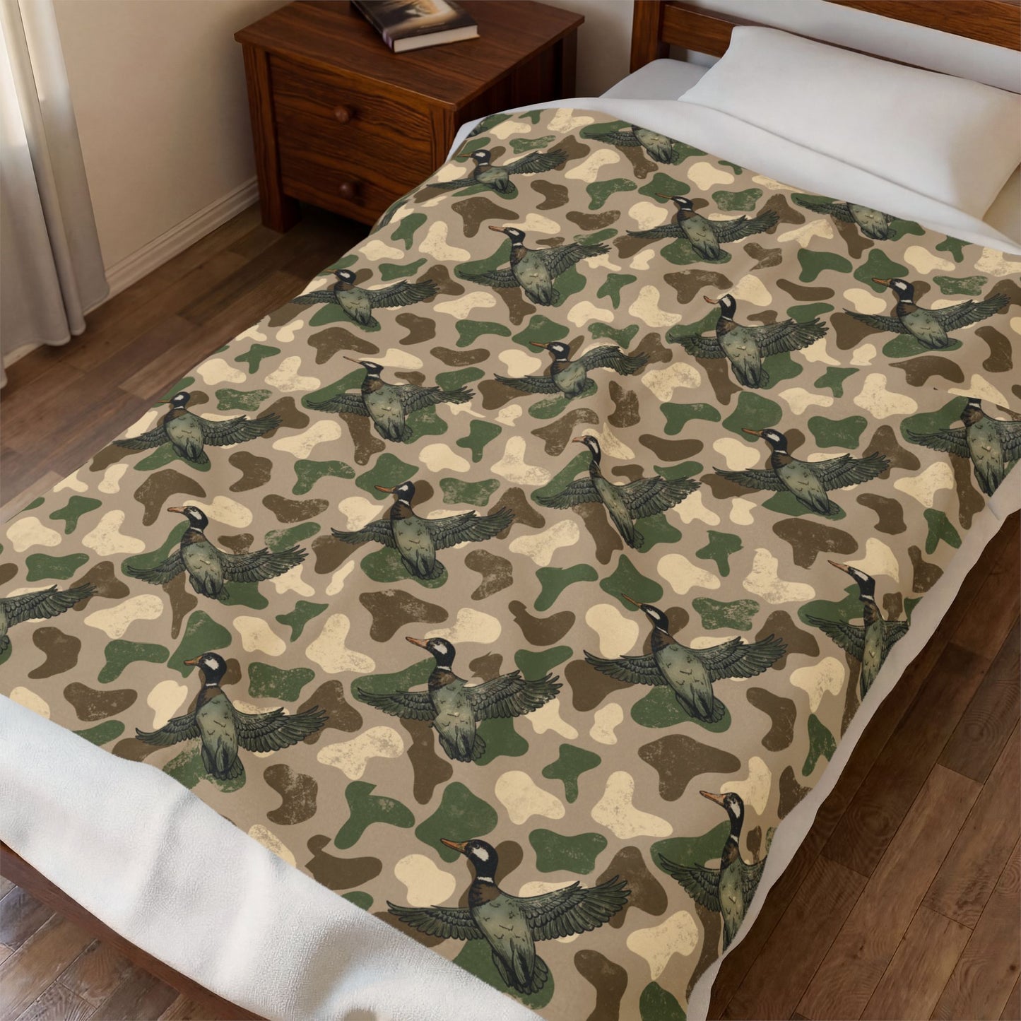 Camo Duck Velveteen Plush Blanket