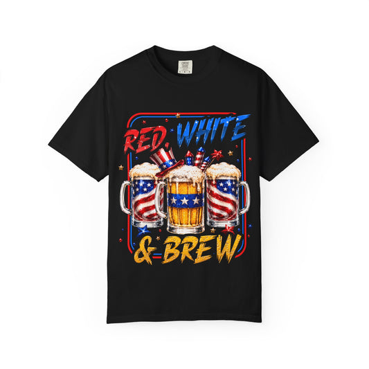 Patriotic "Red, White & Brew" 4th of July Graphic Tee