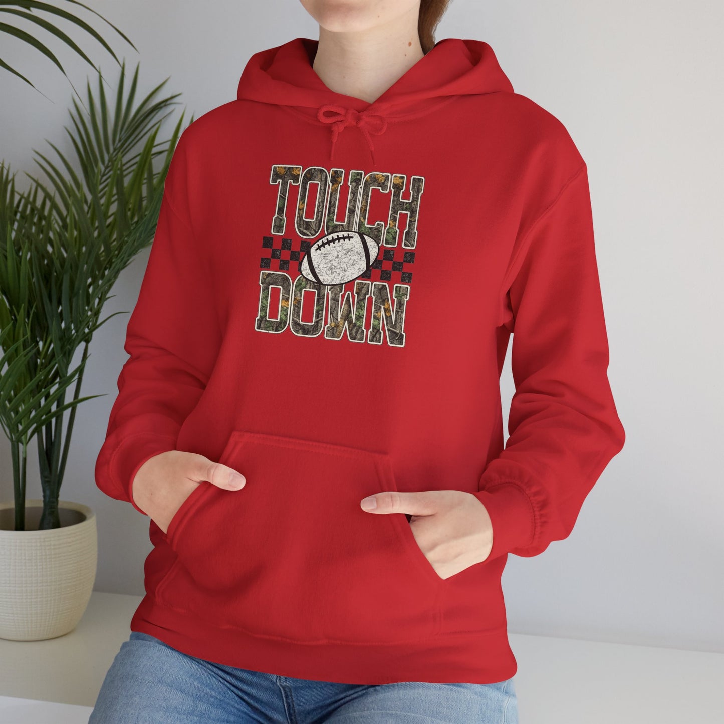 Touchdown Football Hoodie – Checkerboard Vintage Grunge Crew Sweatshirt