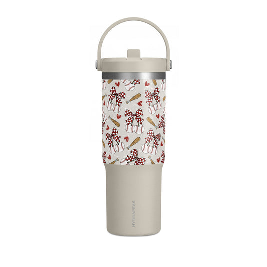 Red Bow Baseball 32oz Hydrapeak Insulated Travel Tumbler