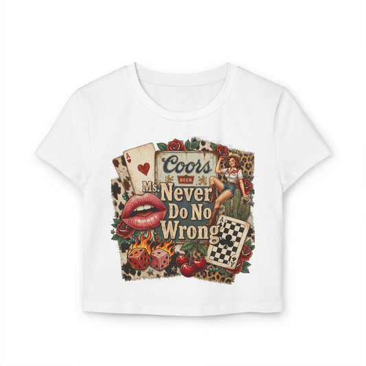 Ms. Never Do No Wrong tee | Women's Baby Tee, Retro Pinup Collage