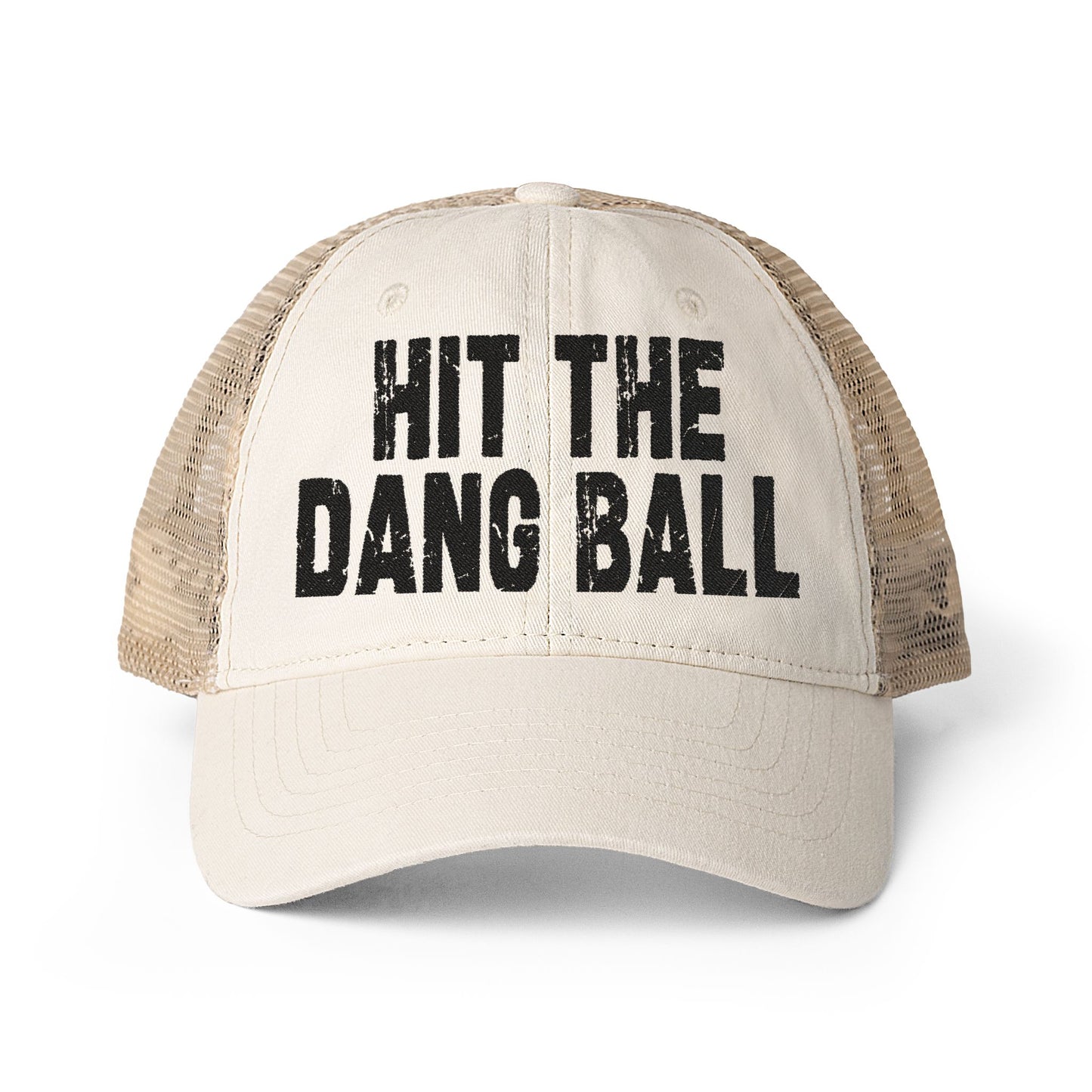 Hit The Dang Ball Women's Washed Mesh-Back Cap With Printed Bill