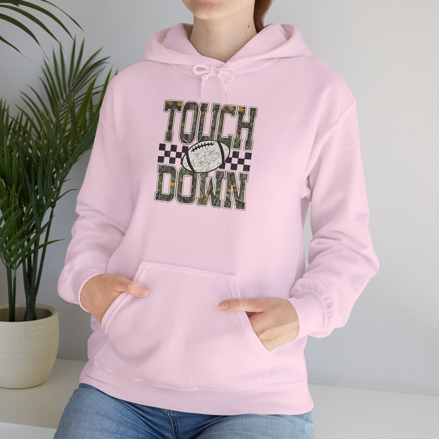 Touchdown Football Hoodie – Checkerboard Vintage Grunge Crew Sweatshirt