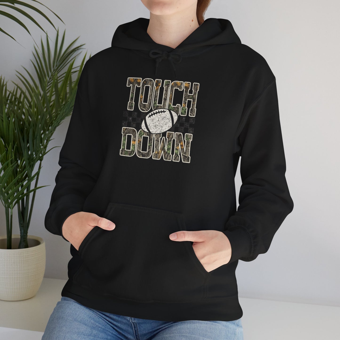 Touchdown Football Hoodie – Checkerboard Vintage Grunge Crew Sweatshirt