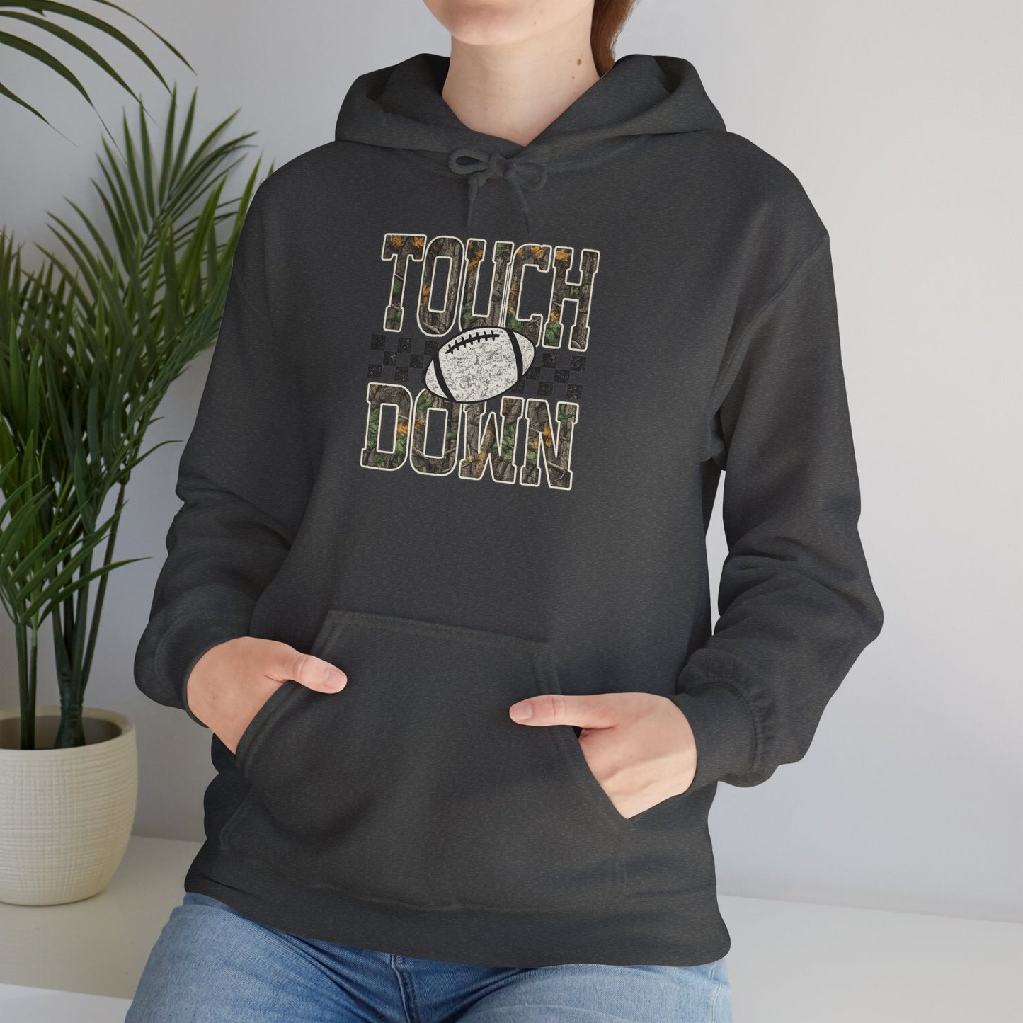 Touchdown Football Hoodie – Checkerboard Vintage Grunge Crew Sweatshirt