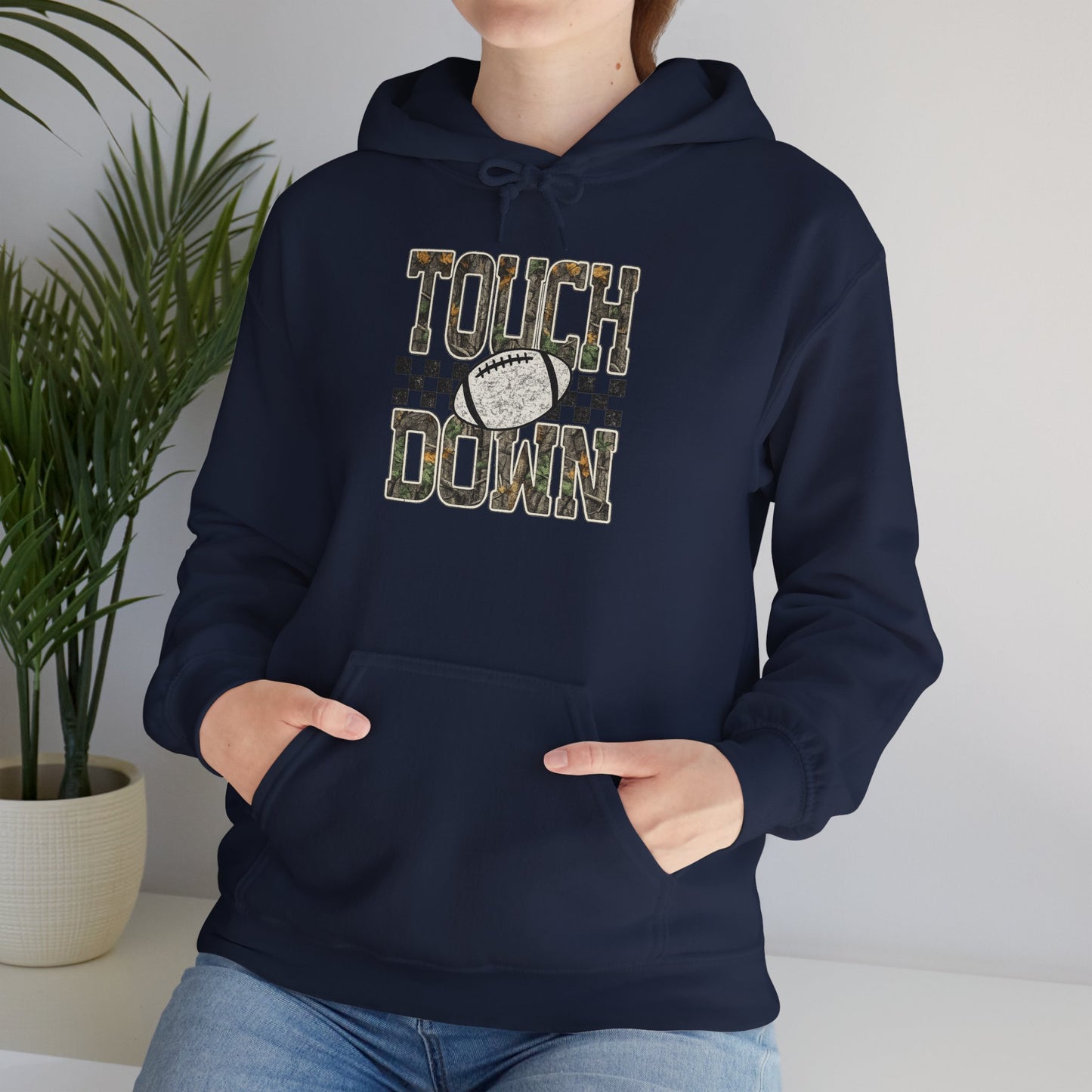 Touchdown Football Hoodie – Checkerboard Vintage Grunge Crew Sweatshirt