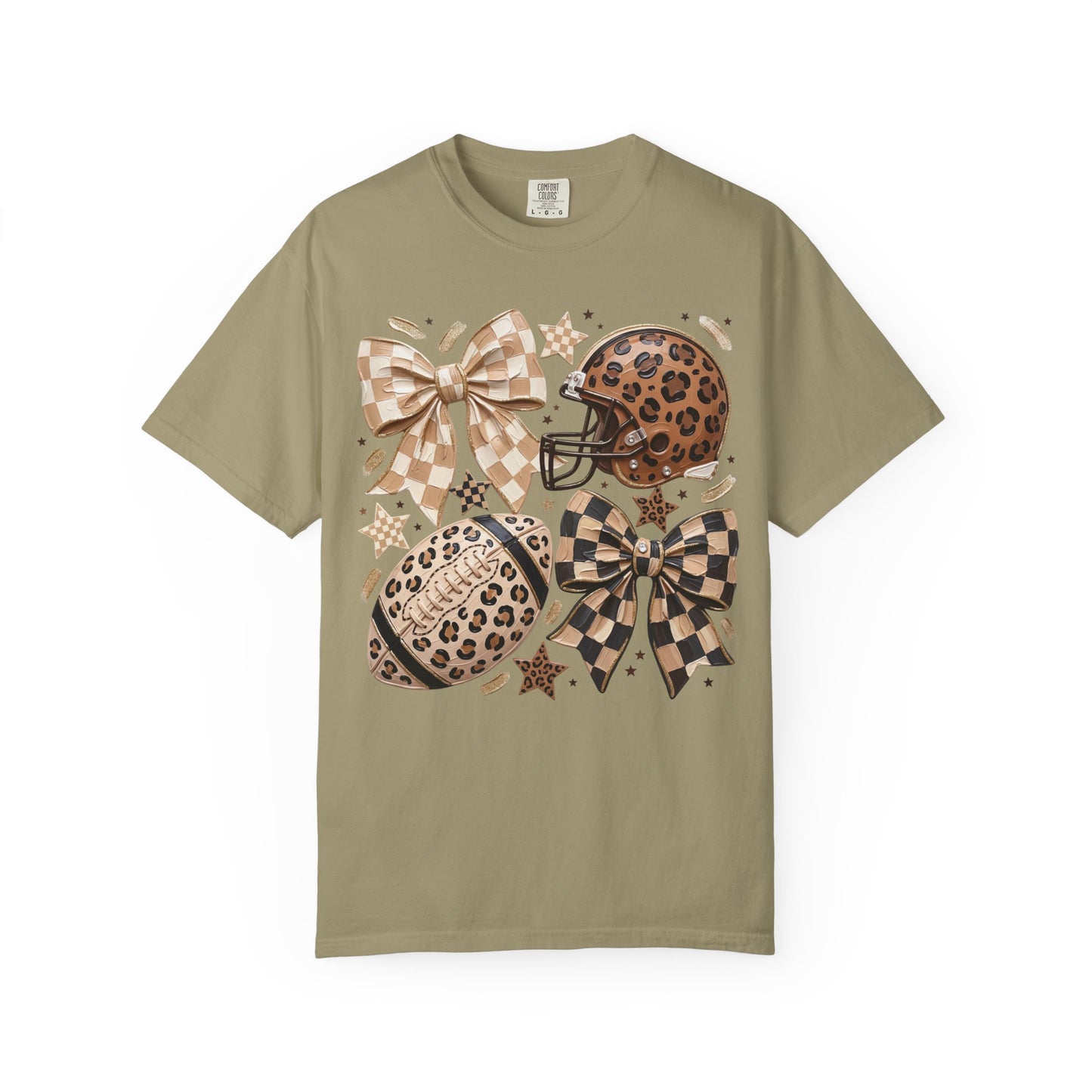 Leopard Coquette Football T-Shirt – Bow, Helmet & Football Design