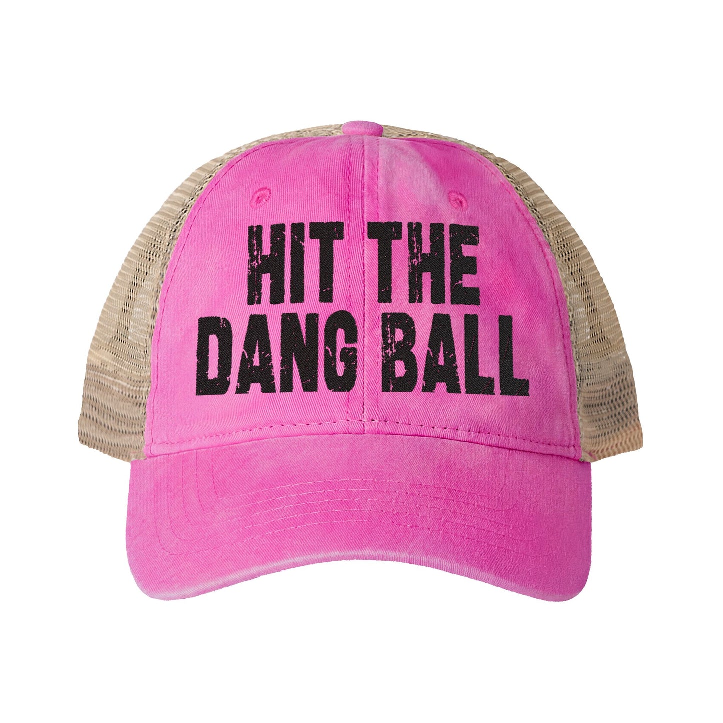 Hit The Dang Ball Women's Washed Mesh-Back Cap With Printed Bill