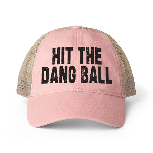 Hit The Dang Ball Women's Washed Mesh-Back Cap With Printed Bill