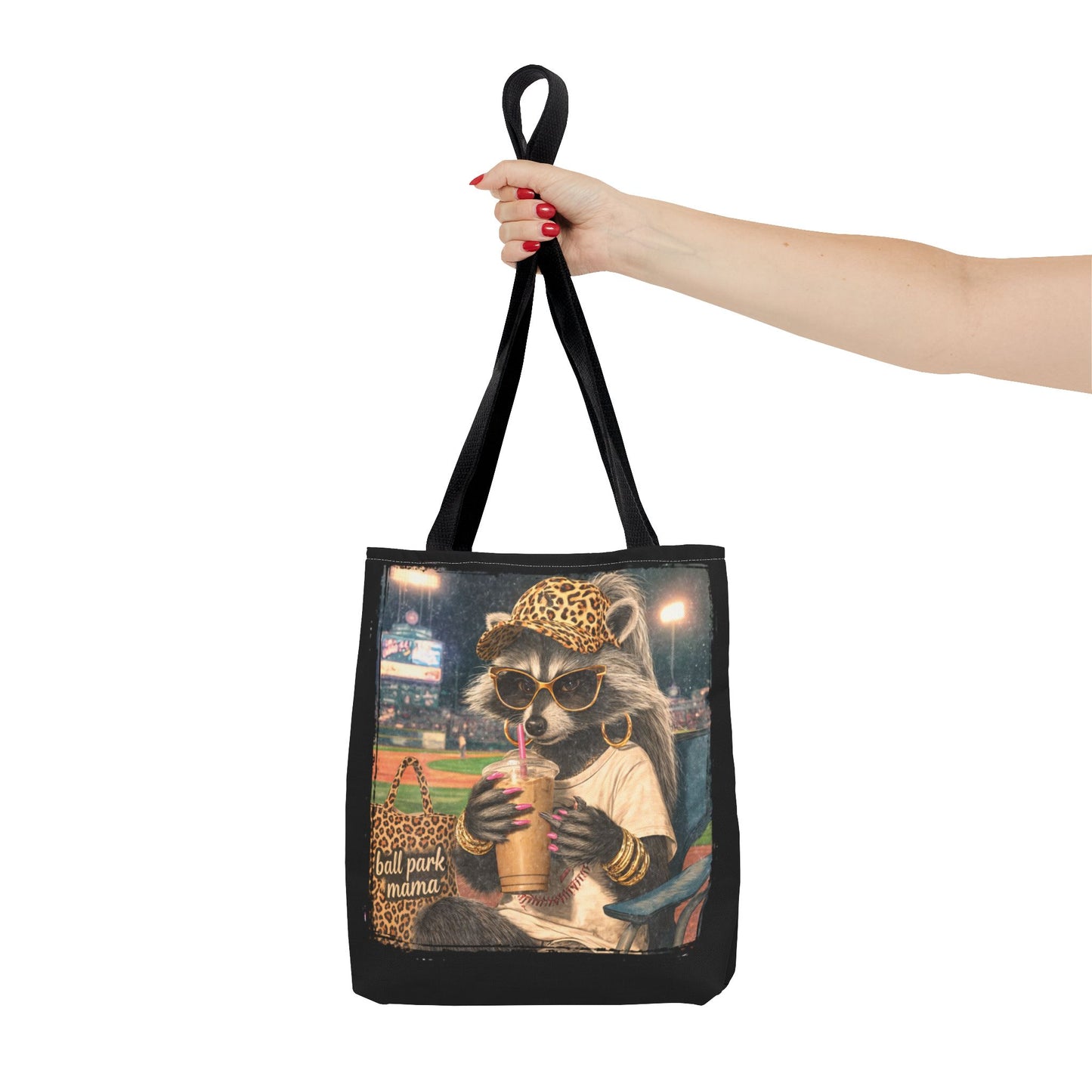 Baseball Mom Racoon Canvas Tote Bag