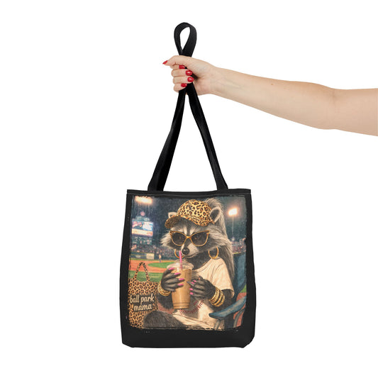 Baseball Mom Racoon Canvas Tote Bag