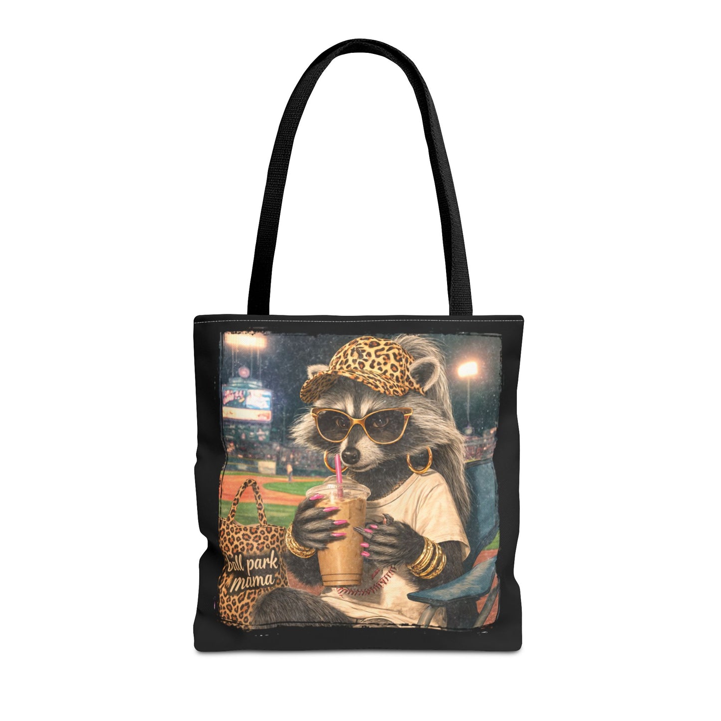 Baseball Mom Racoon Canvas Tote Bag