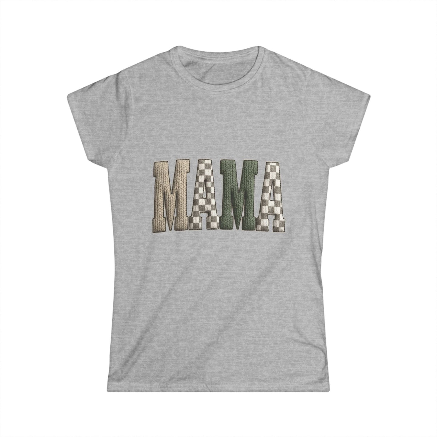 Mama Graphic Tee — Rustic Plaid Patchwork Shirt