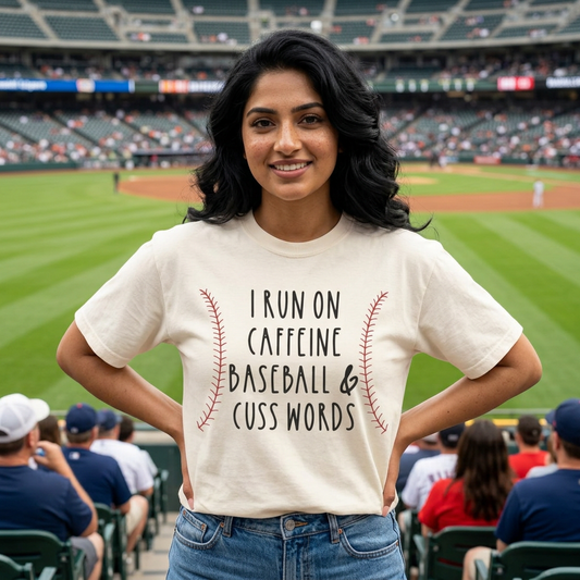 I Run on Caffeine Baseball & Cuss Words T-shirt