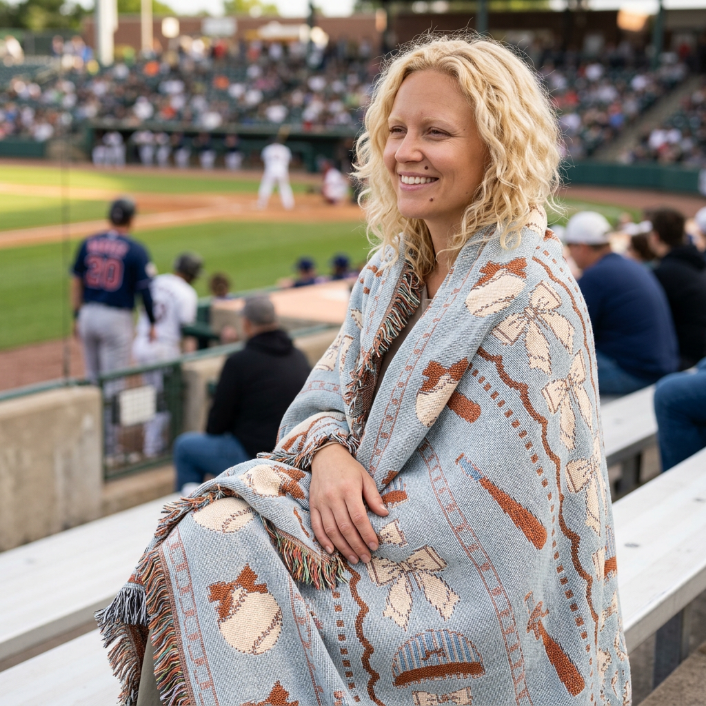 Coquette Baseball Woven Throw Blanket