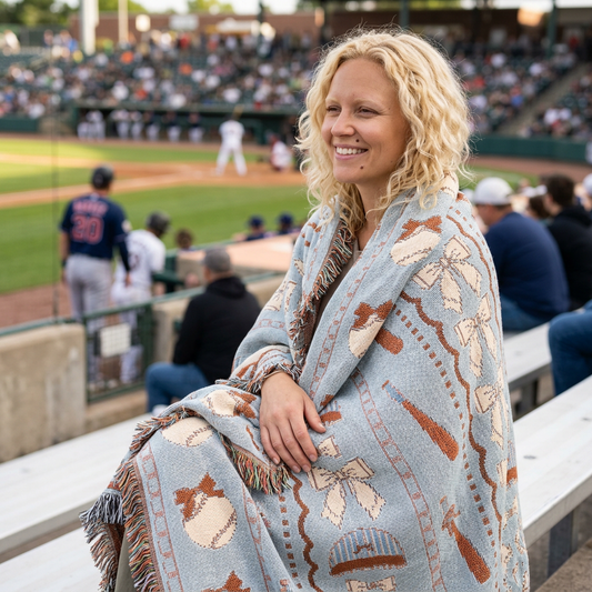 Coquette Baseball Woven Throw Blanket