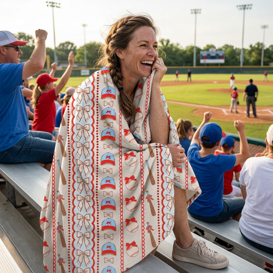 Coquette Baseball Plush Velveteen Blanket