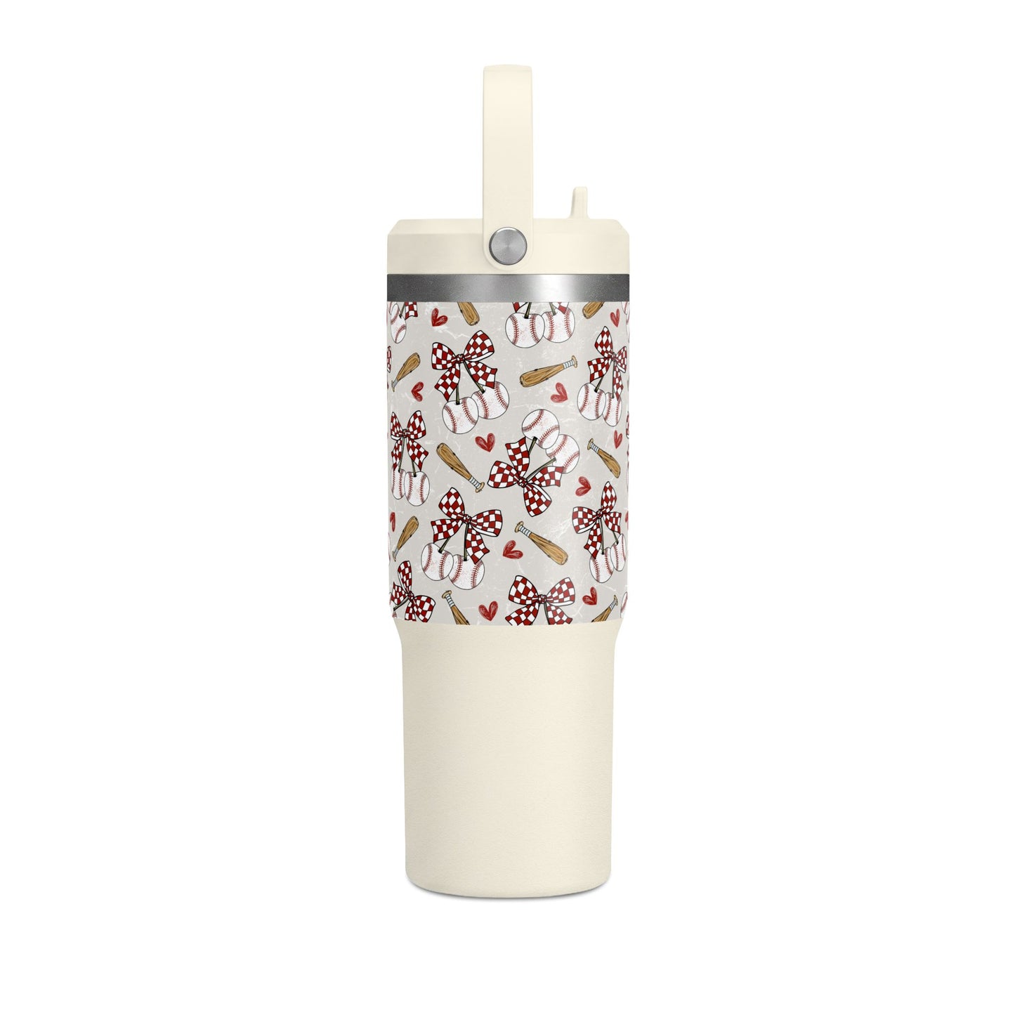 Red Bow Baseball 32oz Hydrapeak Insulated Travel Tumbler