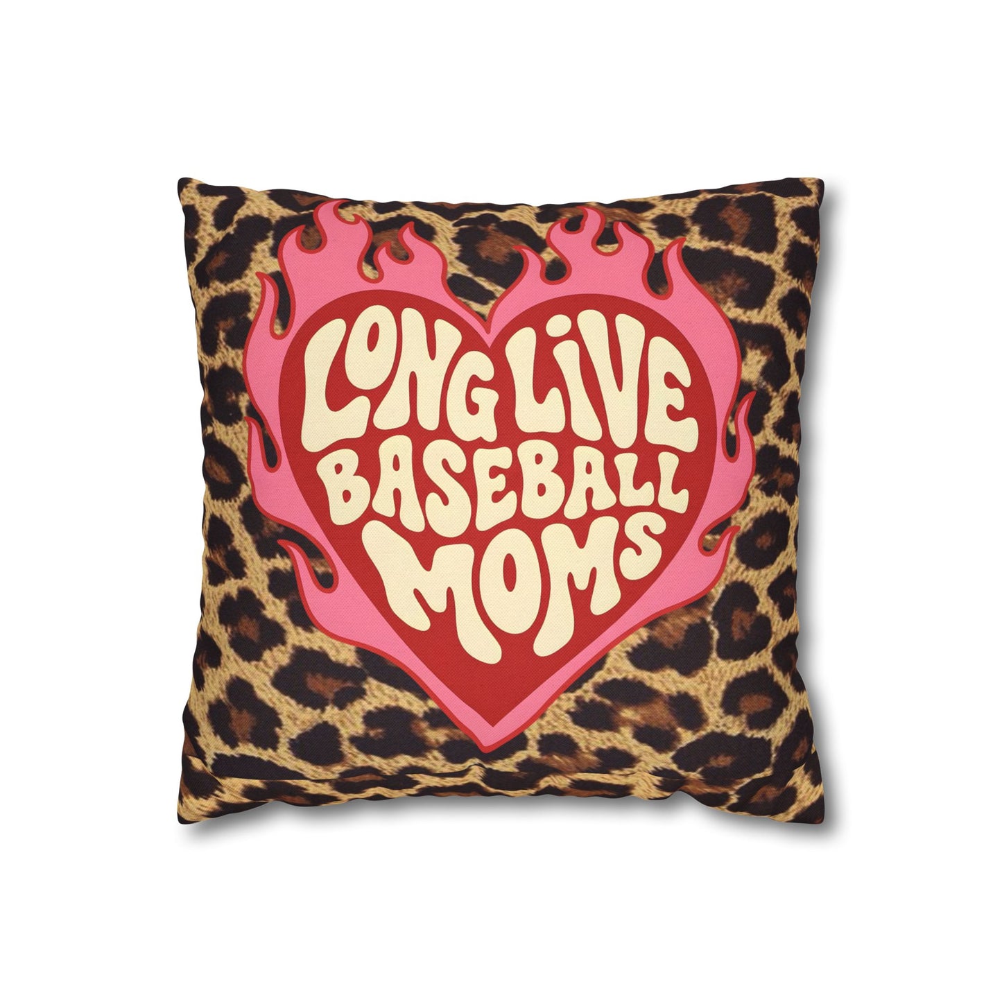 Leopard 'Long Live Baseball Moms' Decorative Pillowcase