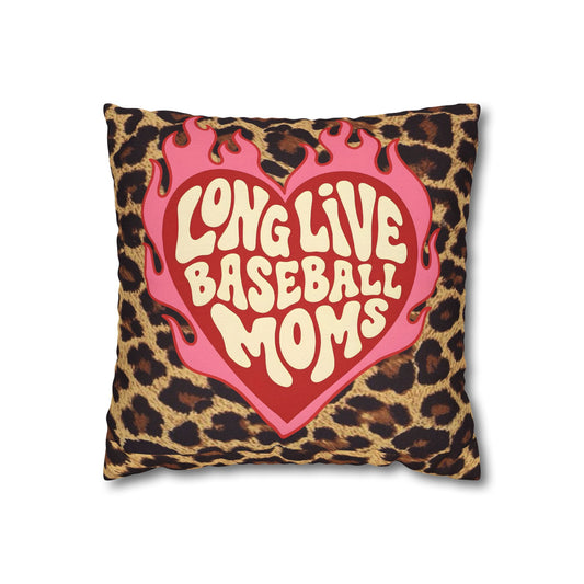 Leopard 'Long Live Baseball Moms' Decorative Pillowcase