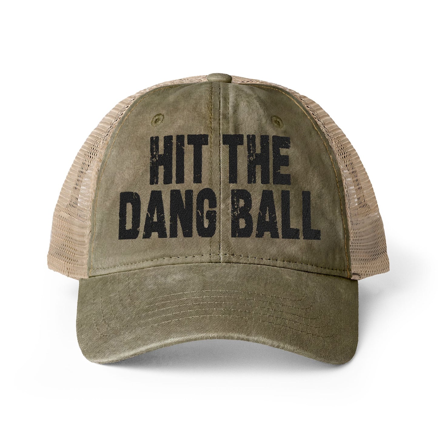Hit The Dang Ball Women's Washed Mesh-Back Cap With Printed Bill