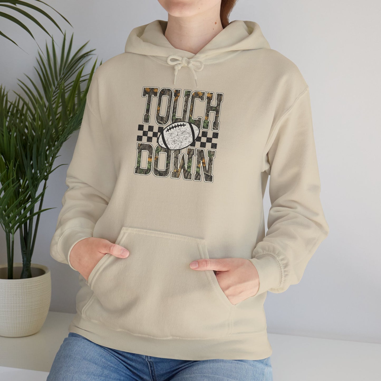 Touchdown Football Hoodie – Checkerboard Vintage Grunge Crew Sweatshirt