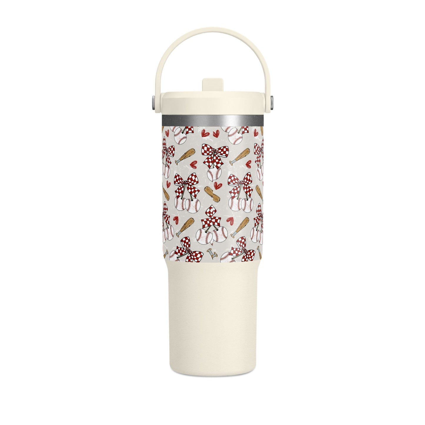 Red Bow Baseball 32oz Hydrapeak Insulated Travel Tumbler