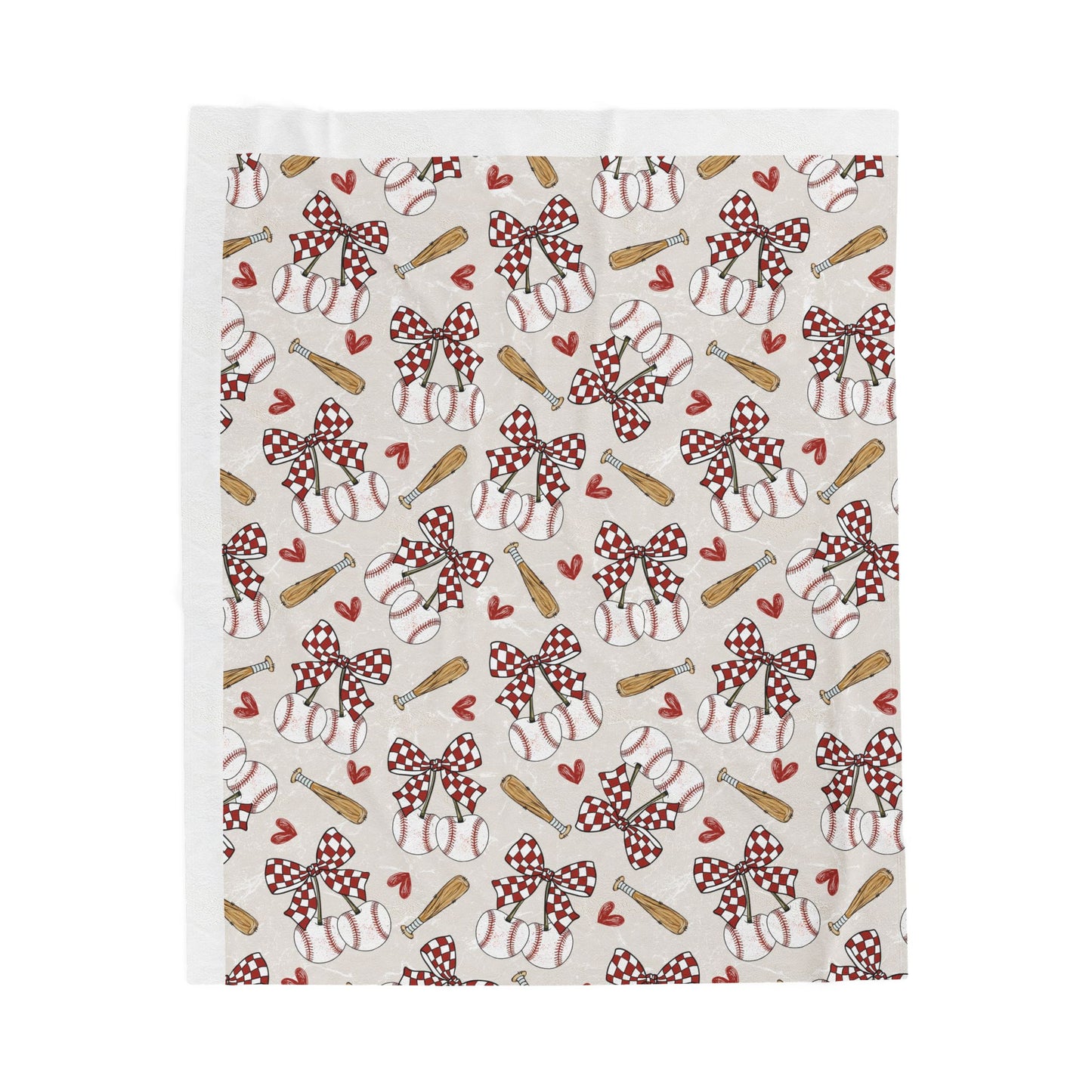 Checkered bow baseball Velveteen Plush Blanket