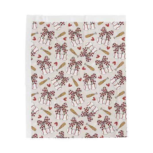 Checkered bow baseball Velveteen Plush Blanket