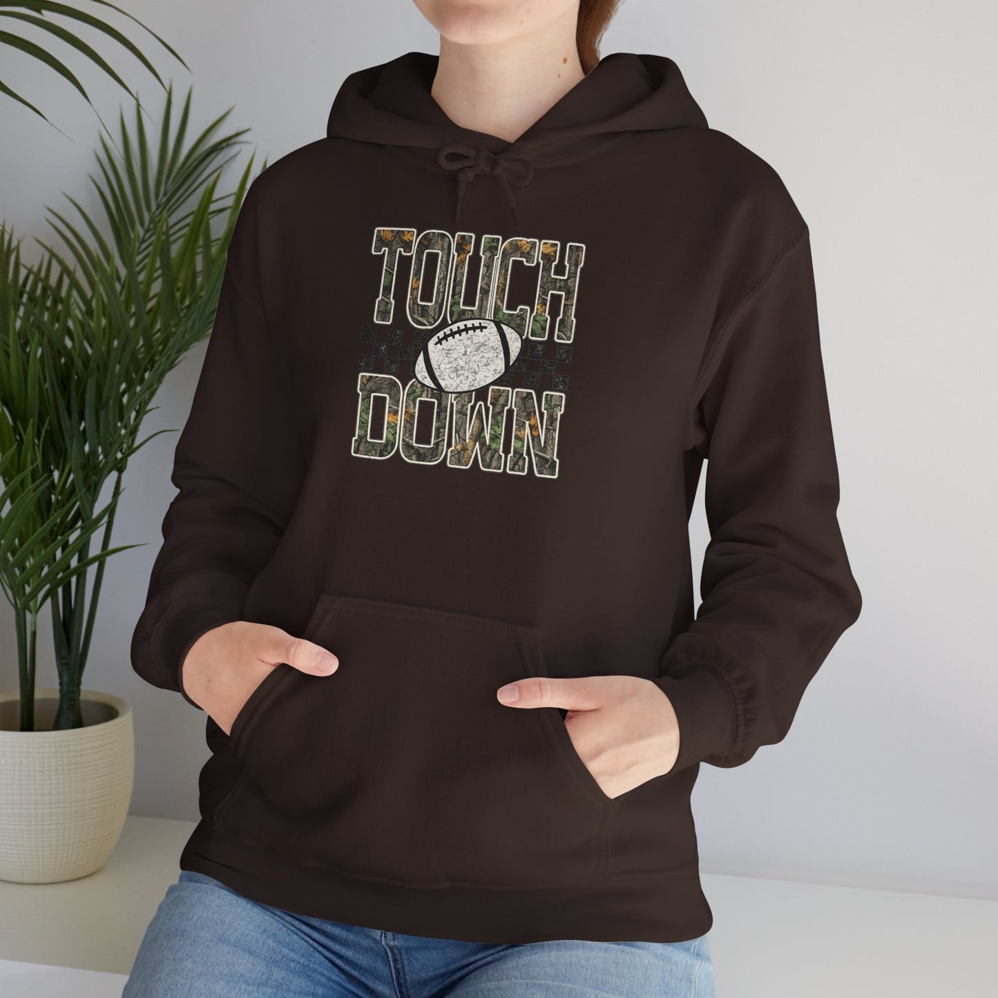 Touchdown Football Hoodie – Checkerboard Vintage Grunge Crew Sweatshirt