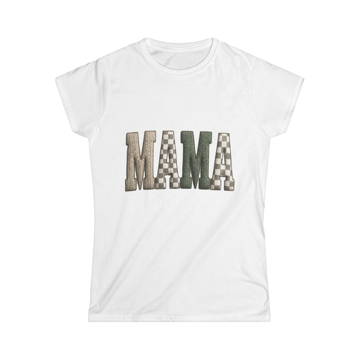 Mama Graphic Tee — Rustic Plaid Patchwork Shirt