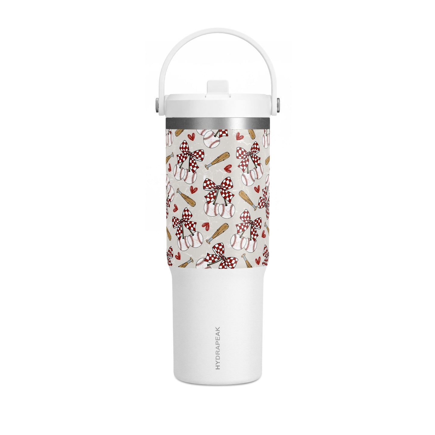 Red Bow Baseball 32oz Hydrapeak Insulated Travel Tumbler