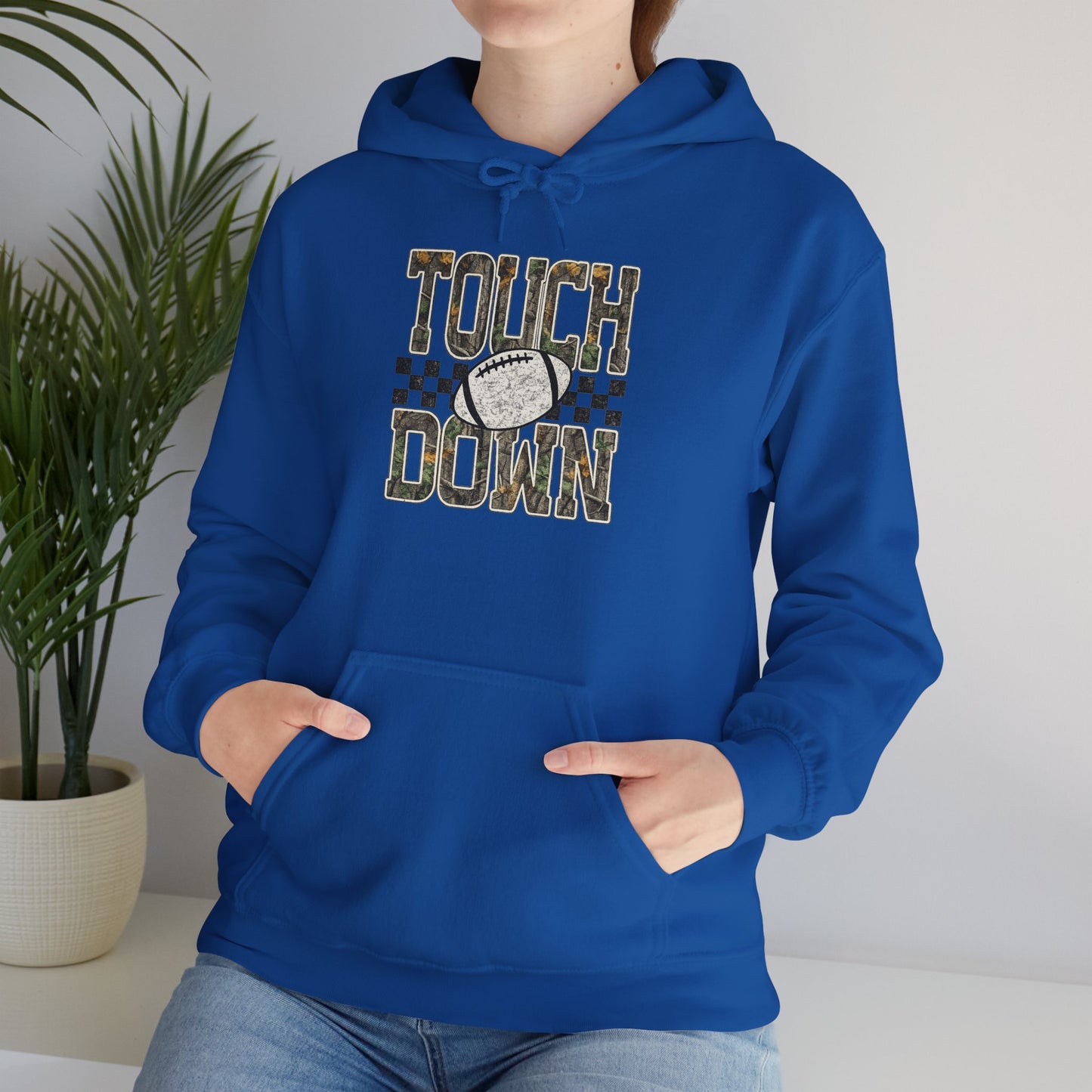 Touchdown Football Hoodie – Checkerboard Vintage Grunge Crew Sweatshirt