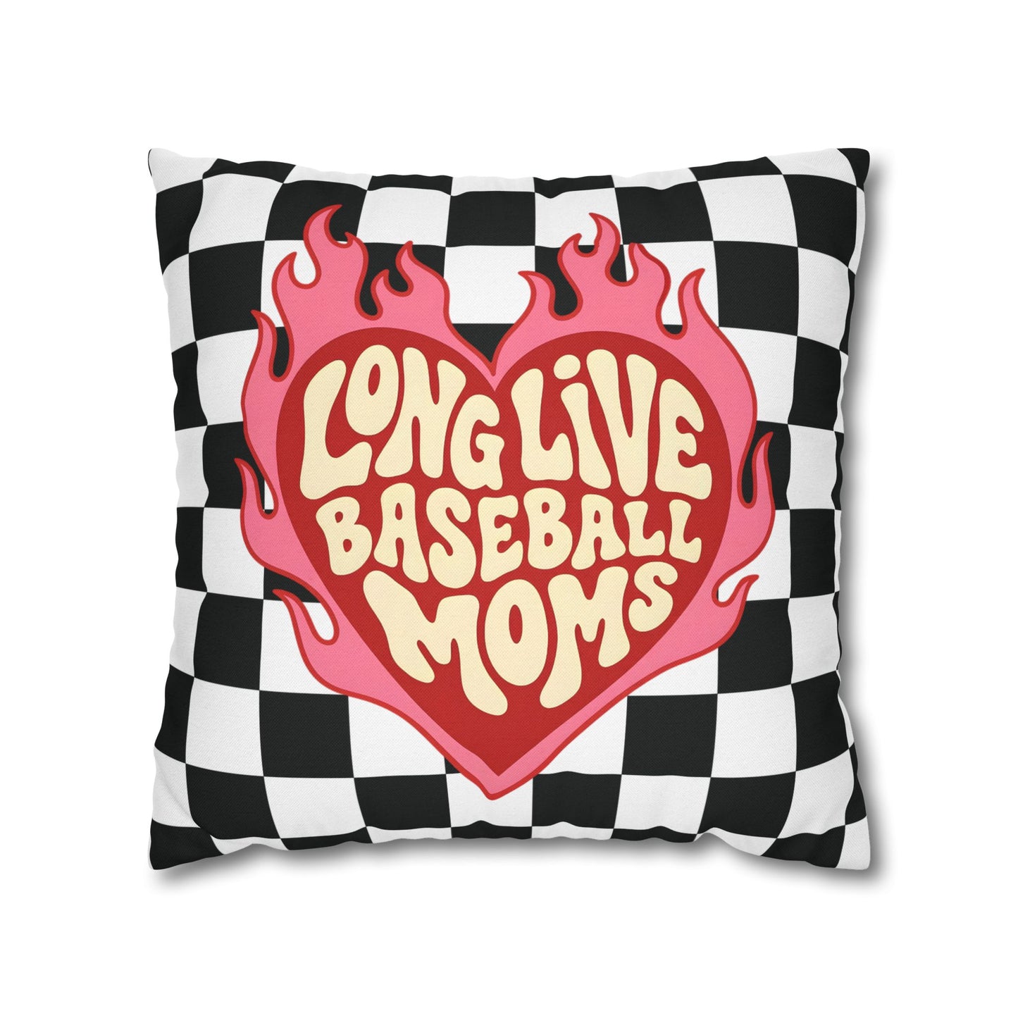 Long Live Baseball Moms Checkered Throw Pillowcase