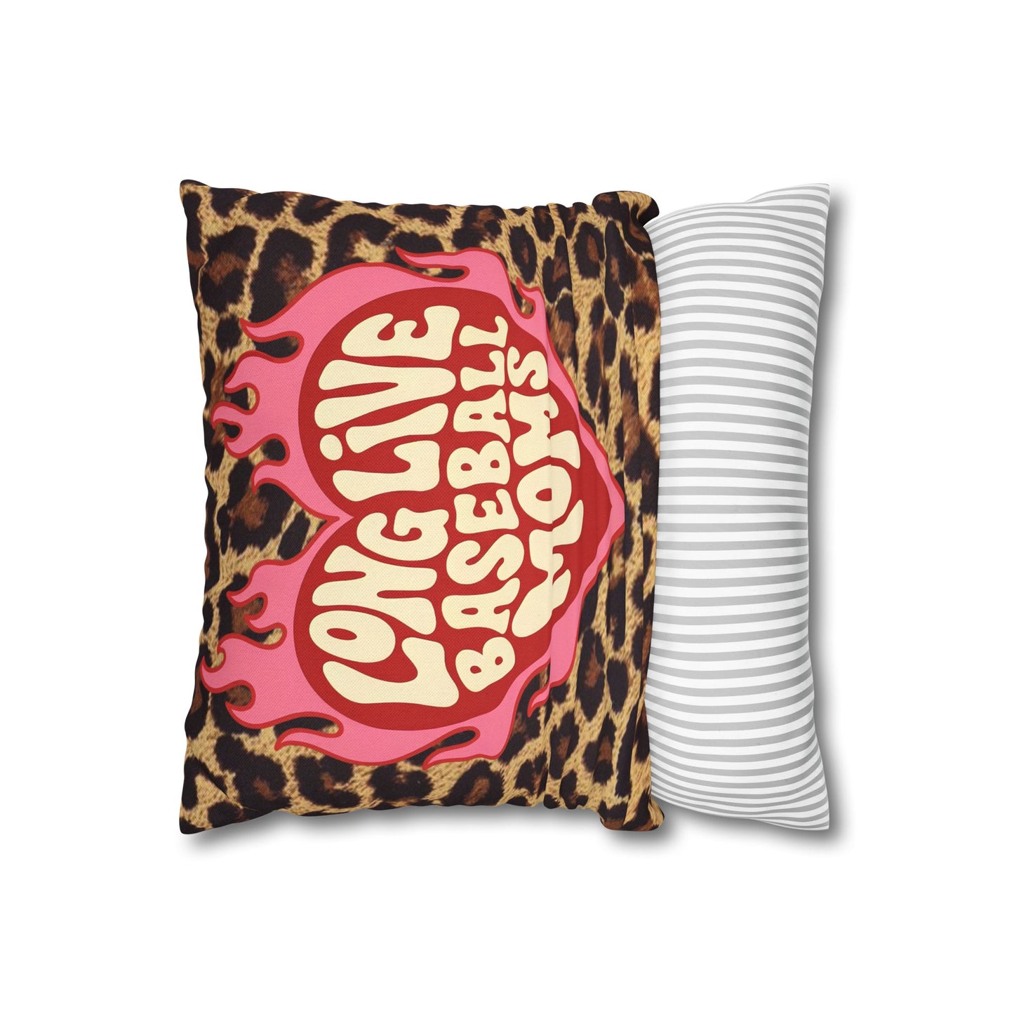 Leopard 'Long Live Baseball Moms' Decorative Pillowcase