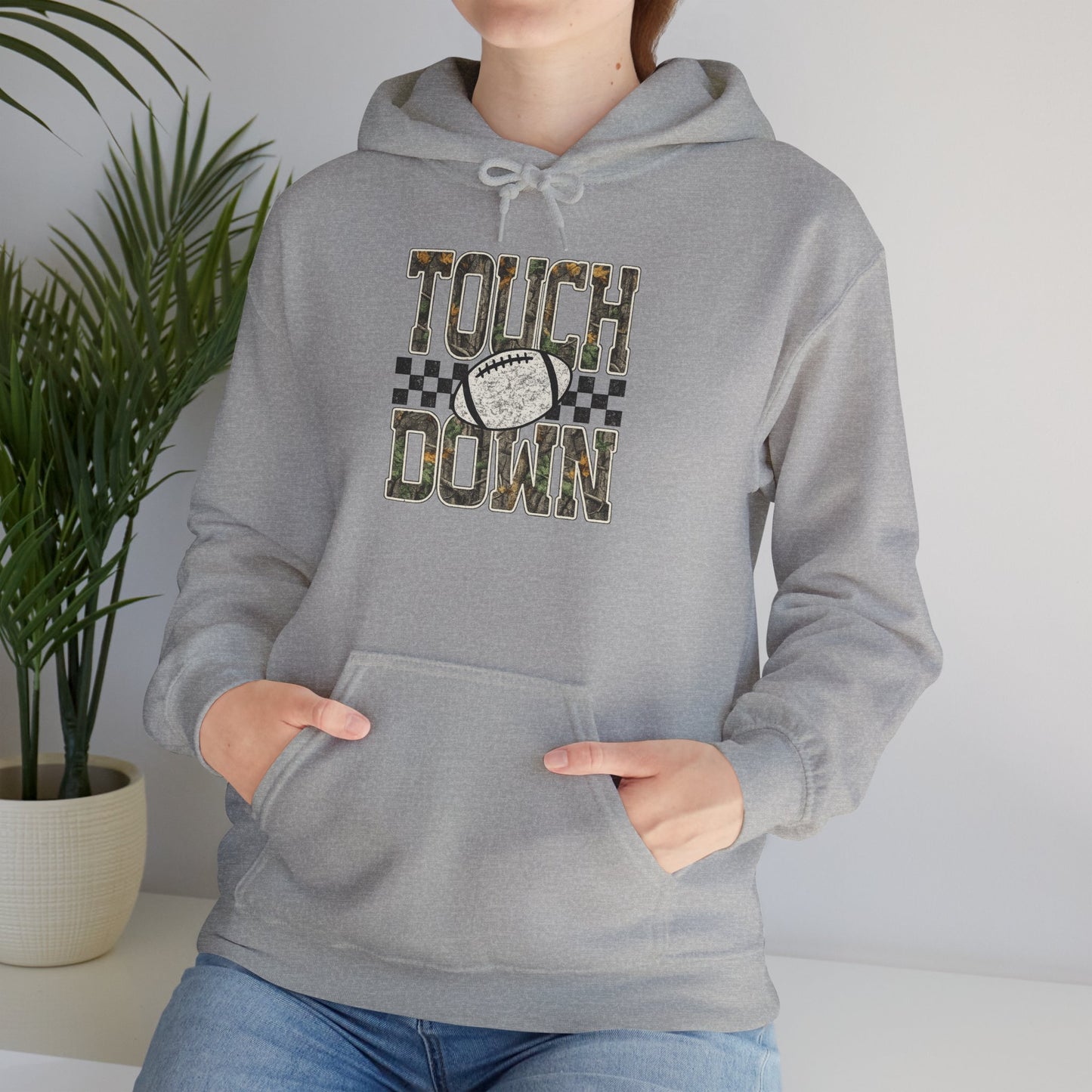 Touchdown Football Hoodie – Checkerboard Vintage Grunge Crew Sweatshirt